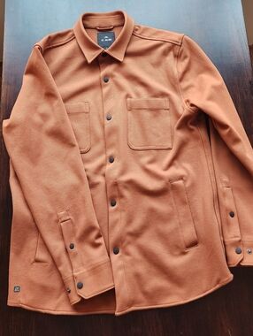 Men's Casual Button-Up Jacket in Rust Orange